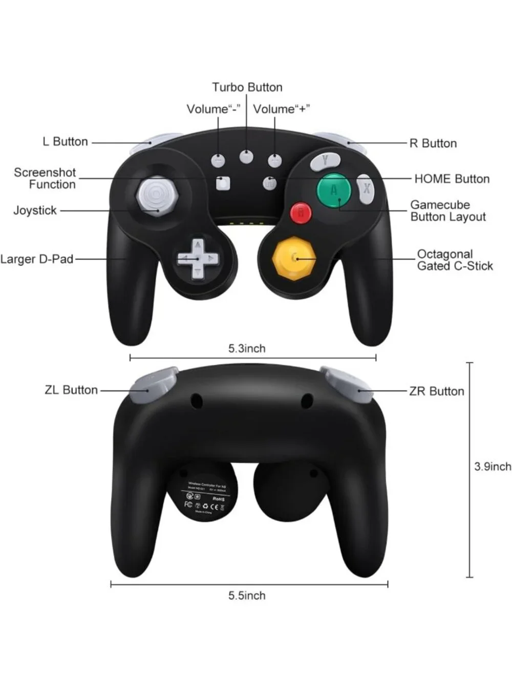Wireless Game Controller for Nintendo Switch & PC, 6-Axis Gyro, Turbo Function